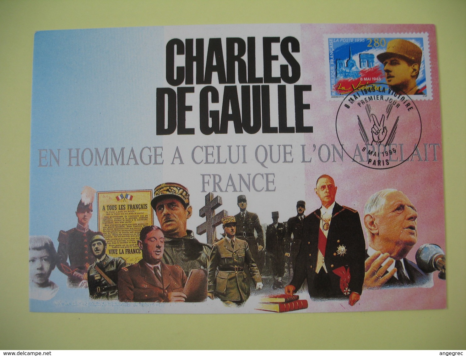 Carte 1995  Charles De Gaulle Cachet Paris - De Gaulle (Général)