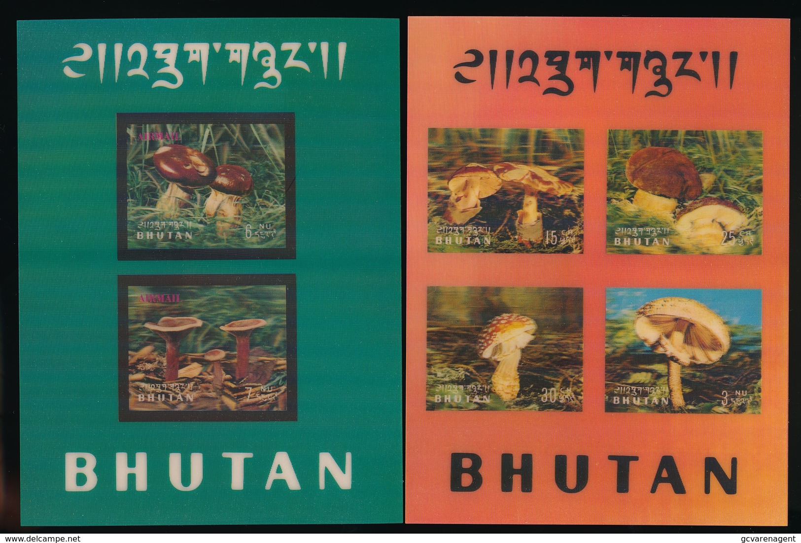 BHUTAN 1973 YVERT BF-56-57, MUSHROOM - MINIATURE SHEETS - Bhoutan