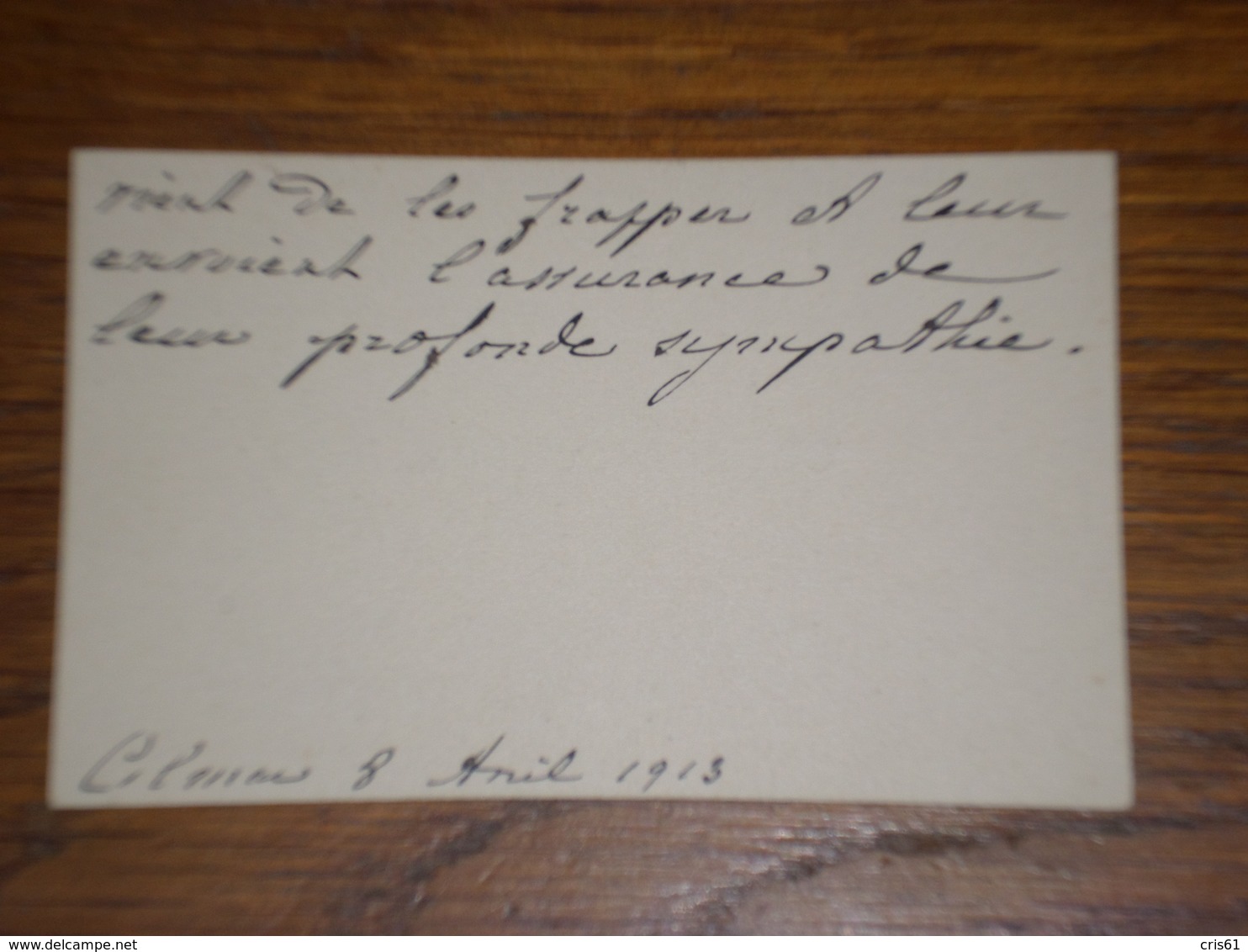 Carte De Visite Mr George Scheurer, Envoyée à L'occasion De Condoléances, écrite De Colmar En Date Du 8 Avril 1913 - Visiting Cards