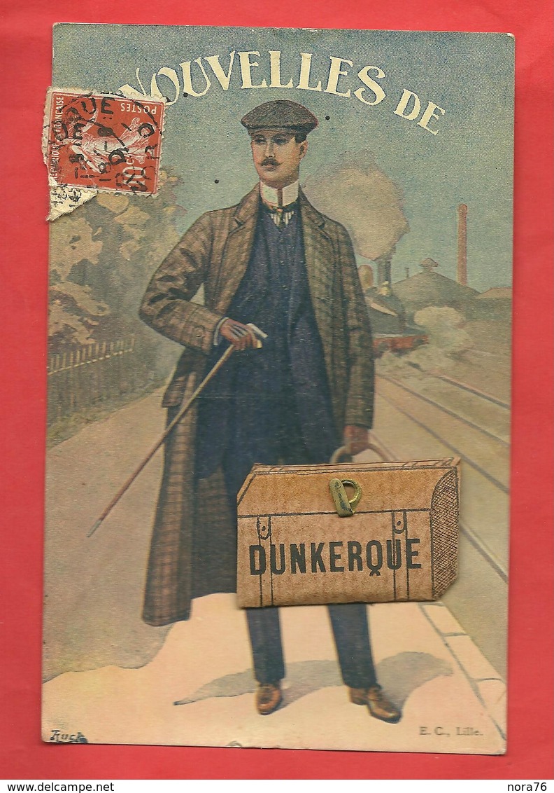 CPA à Système Dunkerque (59)  Nouvelles De ....Voyageur Avec Valise ,illustrateur - Dunkerque