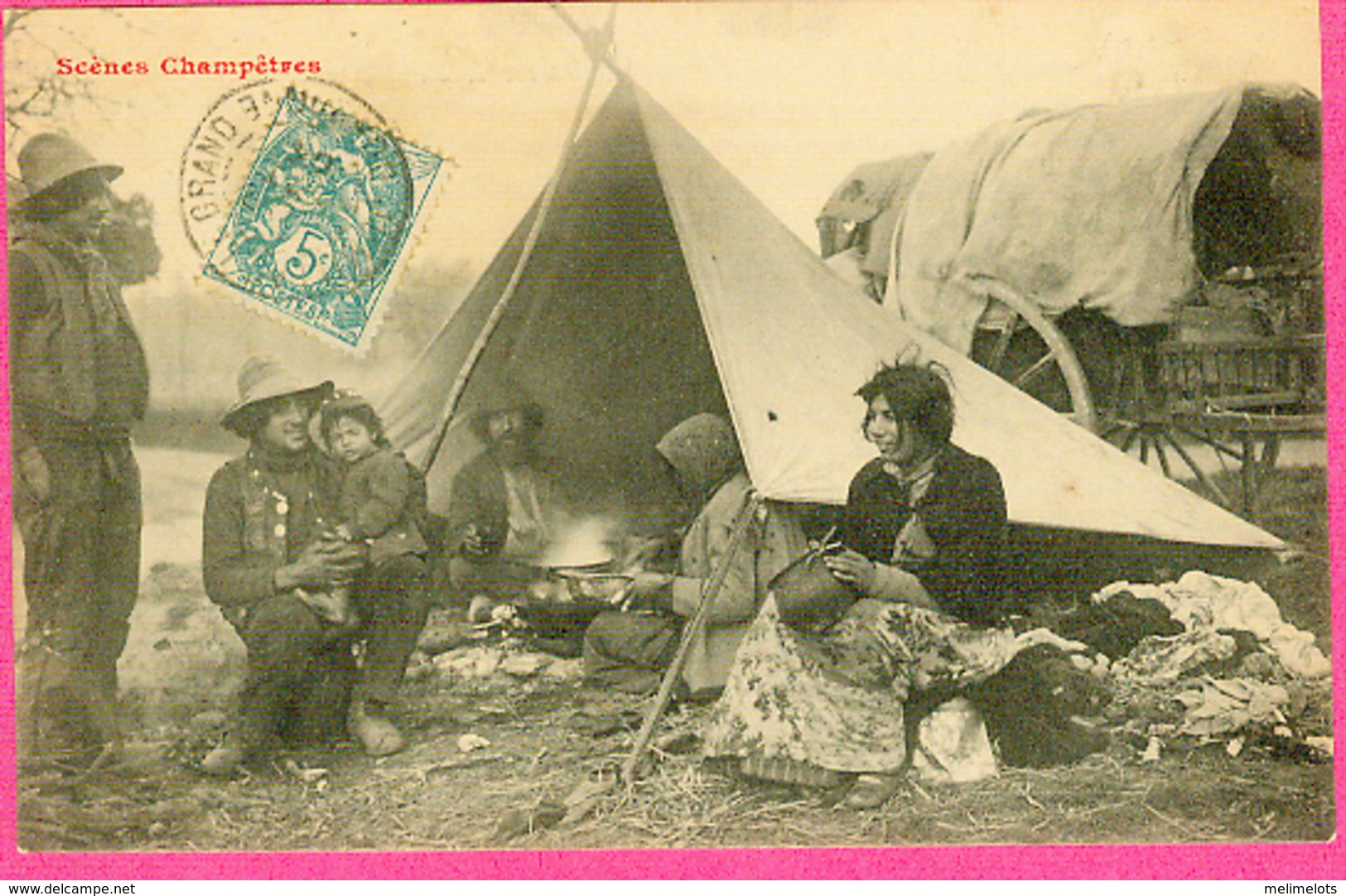 CP.  CAMPEMENT  DE ROMANICHELS. GITANS. BOHEMIENS. TZIGANES. ROULOTTE.  Parfait état - Europe