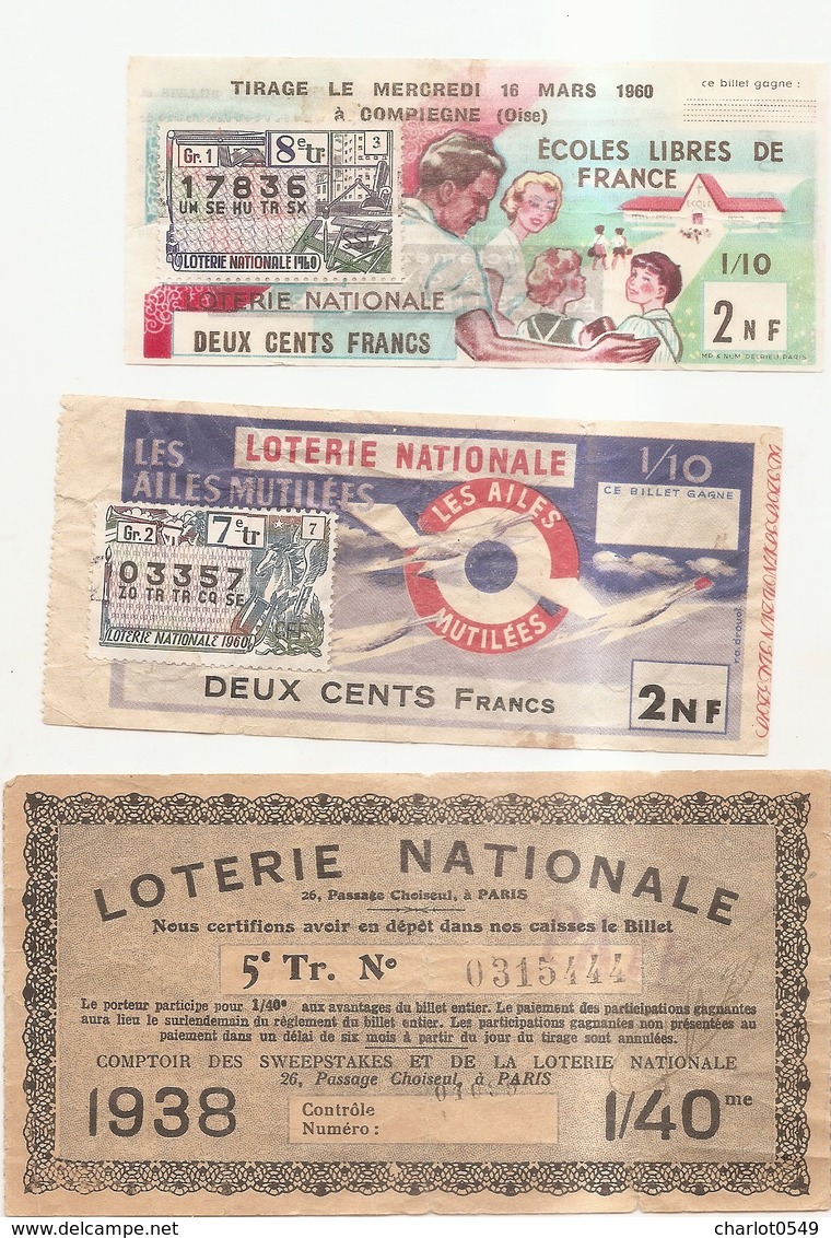 3 Billets De Loterie - Lottery Tickets