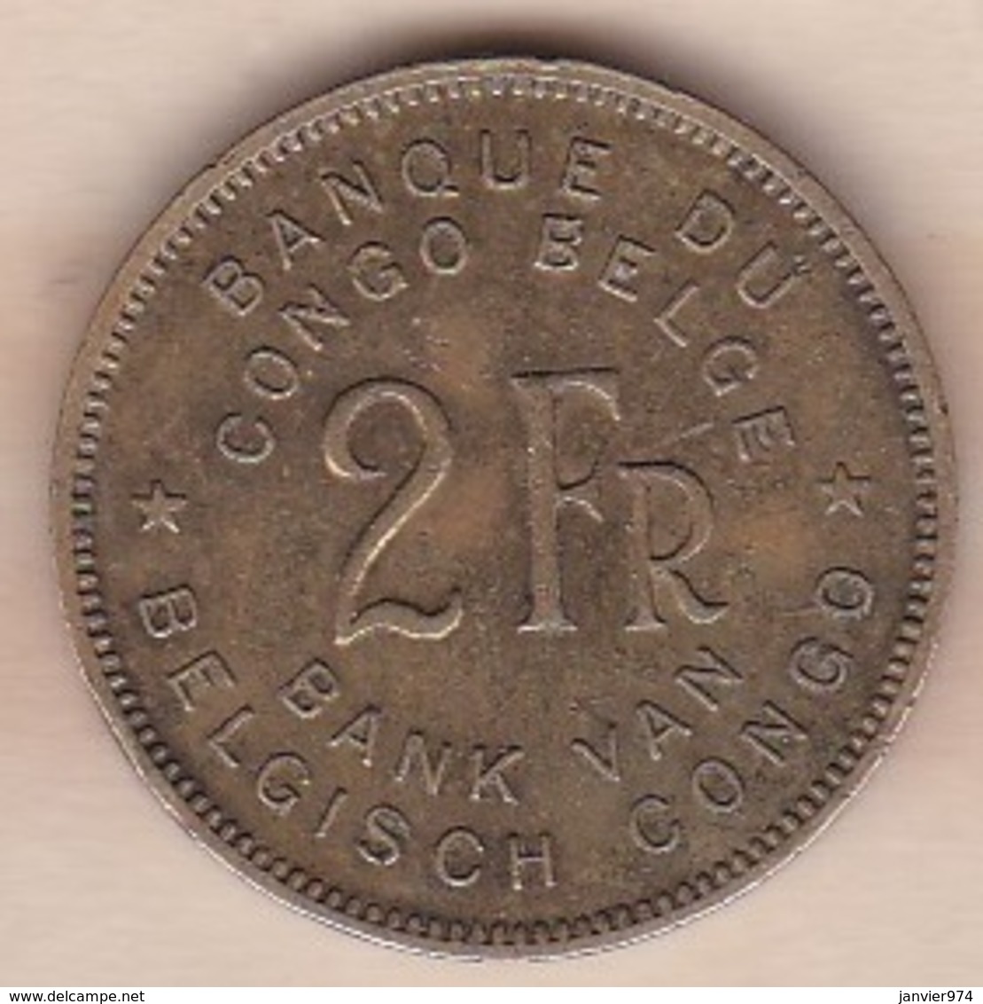 CONGO-BELGE. 2 FRANCS 1946. (Éléphant) - 1945-1951: Régence