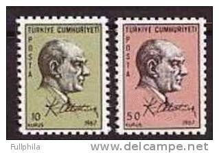 1967 TURKEY ATATURK (BOOKLET) REGULAR ISSUE STAMPS MNH ** - Neufs