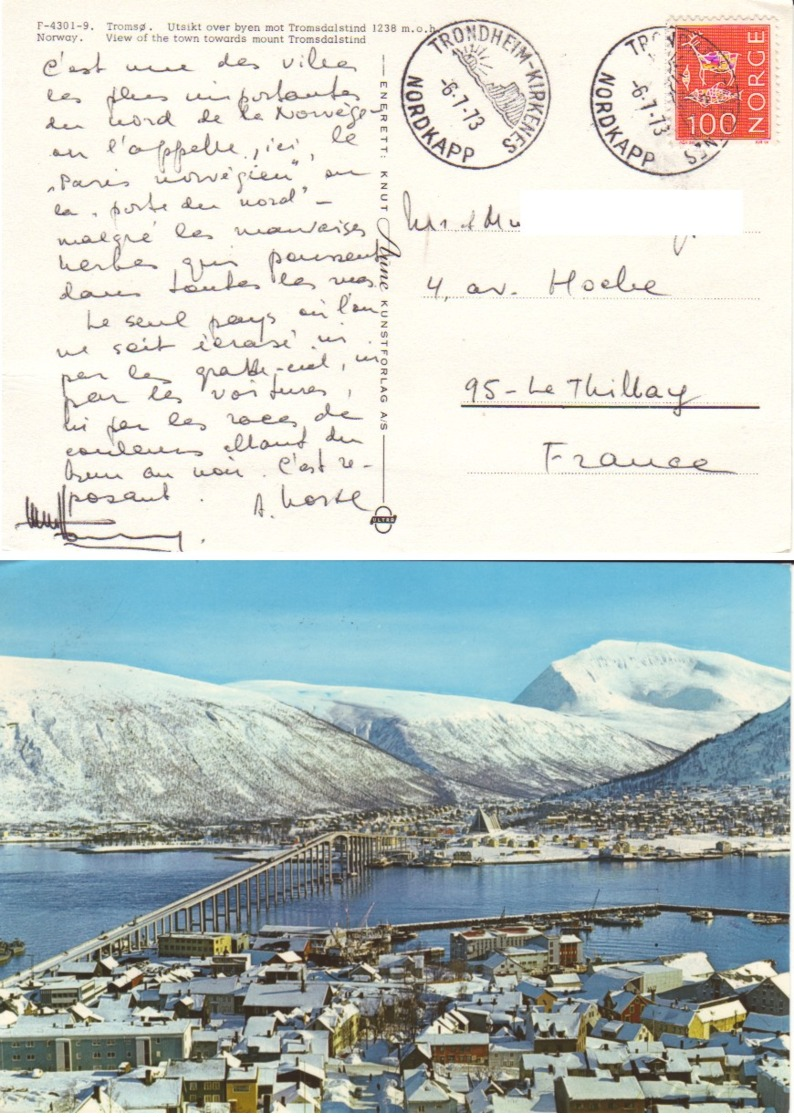 NORVEGE : 1973 -  Carte Postale Pour La France - Lettres & Documents