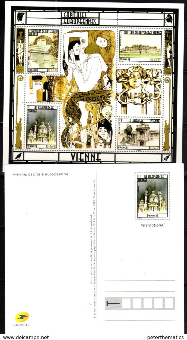 FRANCE, 2019, MINT POSTAL STATIONERY, PREPAID POSTCARD, EUROPEAN CAPITALS, VIENNA, ART, CATHEDRALS, LIMTED PRINT RUN - Geography