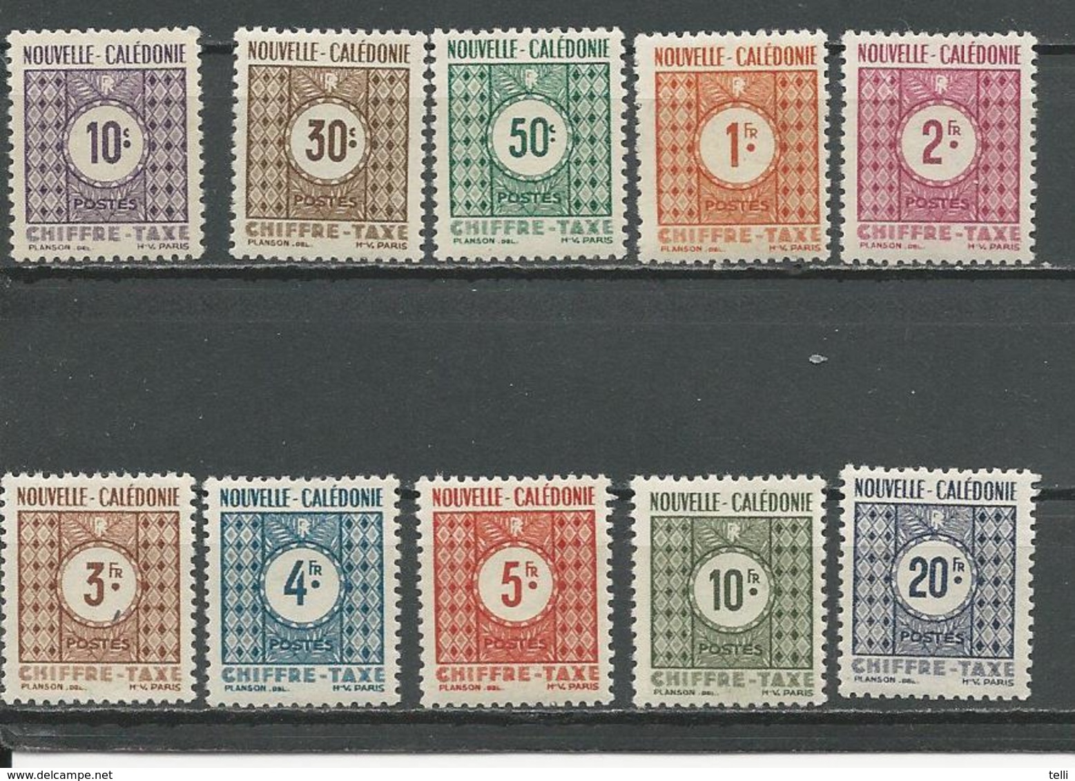 NOUVELLE CALÉDONIE Scott J32-J41 Yvert Taxe 32-41 (10) * Cote 8,50 $ 1948 - Neufs