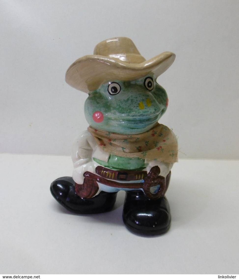 TIRELIRE GRENOUILLE COW-BOY à Casser En Plâtre / Animaux Grenouilles - Animali