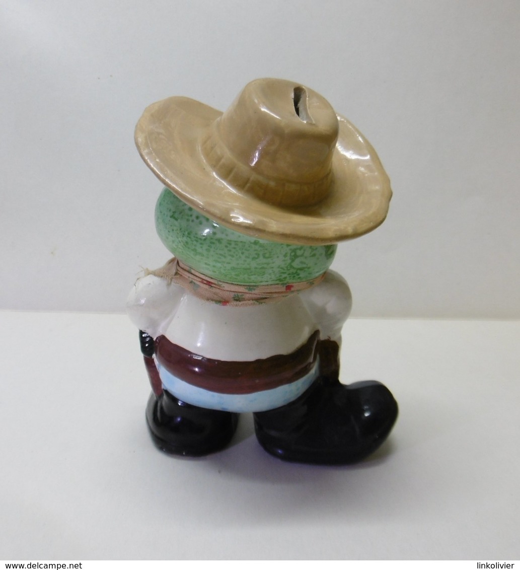 TIRELIRE GRENOUILLE COW-BOY à Casser En Plâtre / Animaux Grenouilles - Animaux