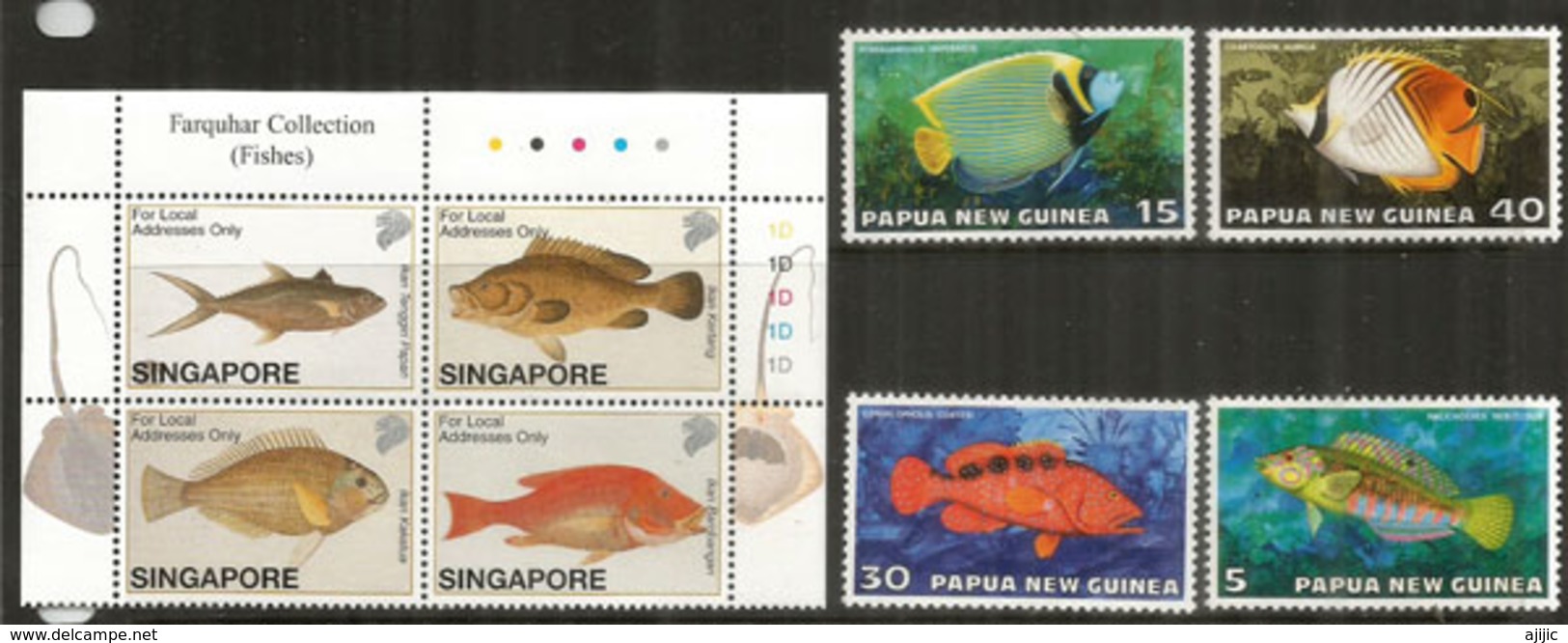 Poissons Des îles De Singapour Et Papouasie   8 Timbres Neufs ** - Fishes