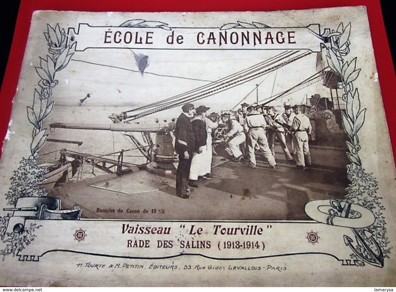 MARINE-1914/15 ECOLE CANONNAGE VAISSEAU"LE TOURVILLE"RADE DES SALINS 22 Photographies MARINS Doc TRANSPORT HÔPITAL - Documents