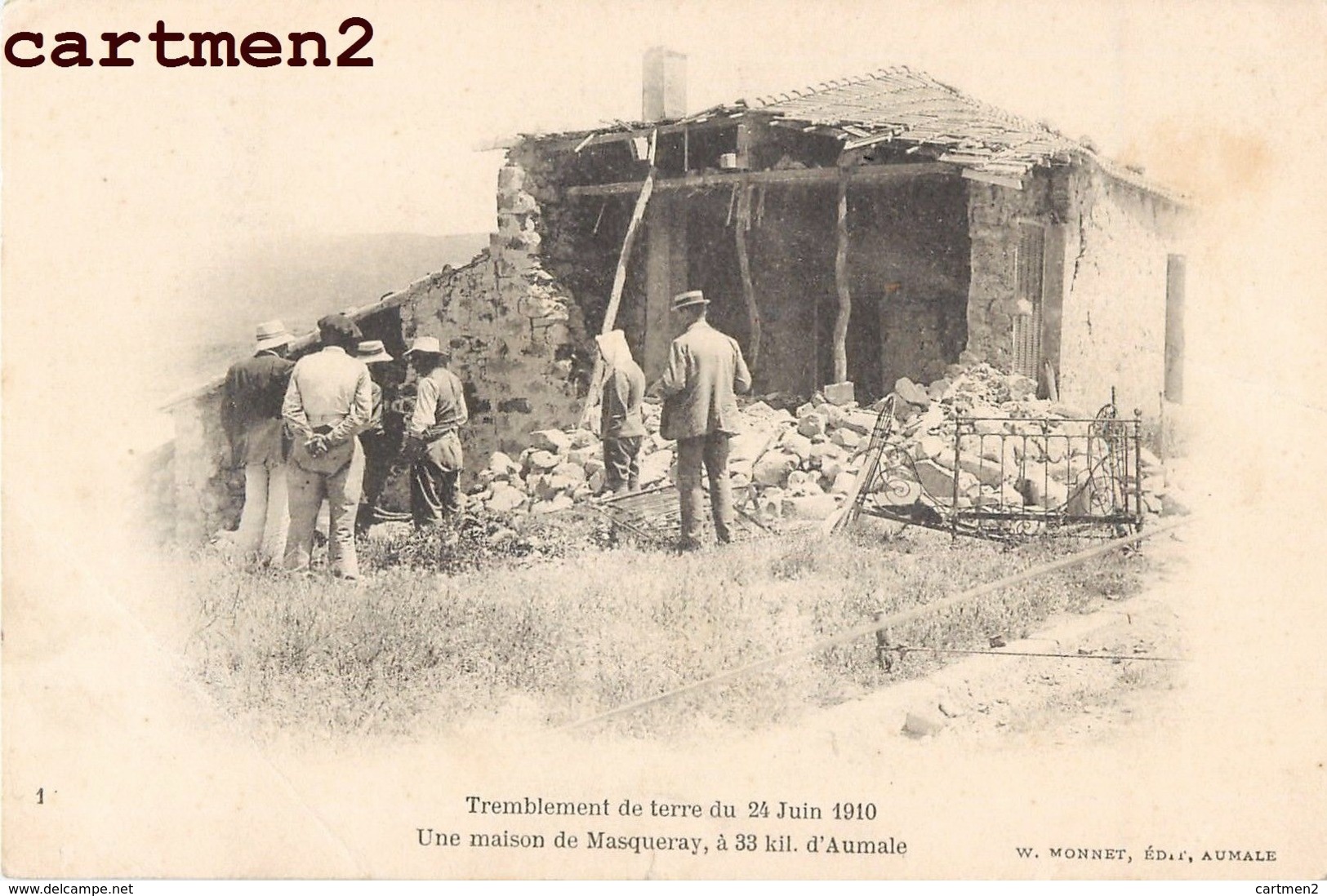 AUMALE TREMBLEMENT DE TERRE DU 24 JUIN 1910 UNE MAISON DE MASQUERAY Sour El Ghozlane ALGERIE - Autres & Non Classés