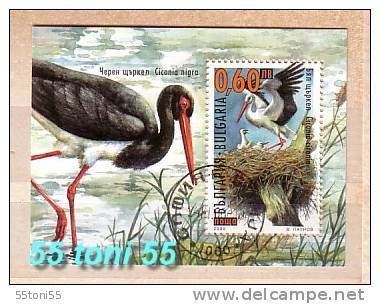 2000 BIRDS - Stork S/S- Used/oblitere (O) BULGARIA /  Bulgarie - Hojas Bloque
