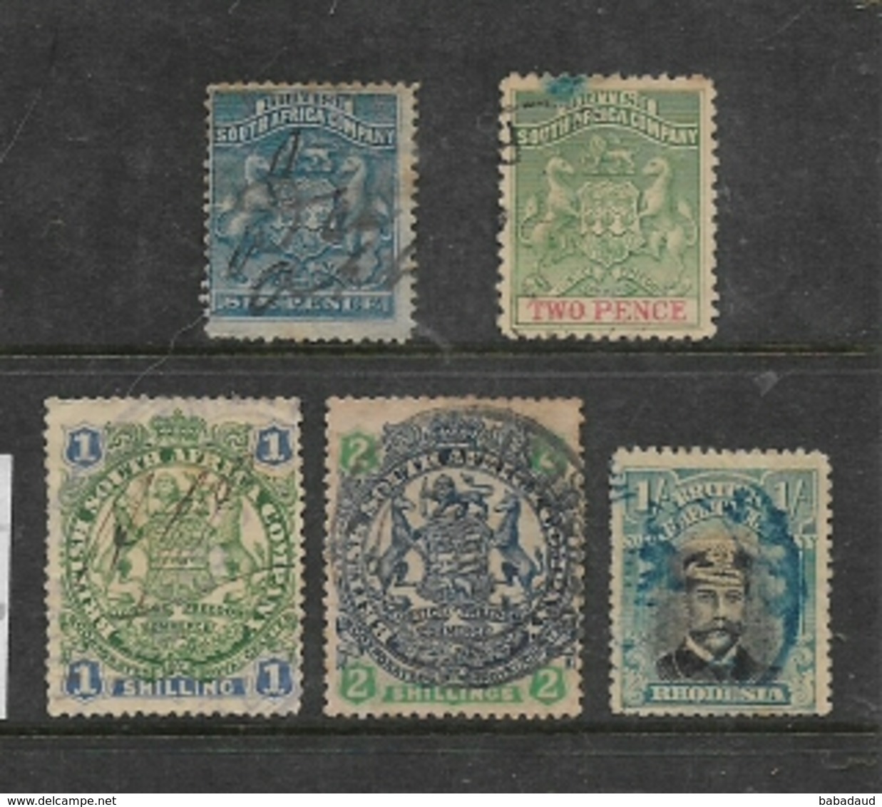 Rhodesia  / B.S.A.Co.5 Stamps, Fiscally Used, Poor Condition - Southern Rhodesia (...-1964)