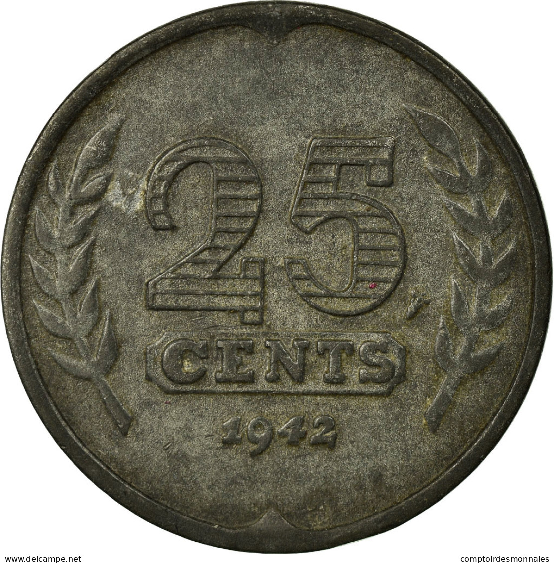 Monnaie, Pays-Bas, Wilhelmina I, 25 Cents, 1942, TTB, Zinc, KM:174 - 25 Cent