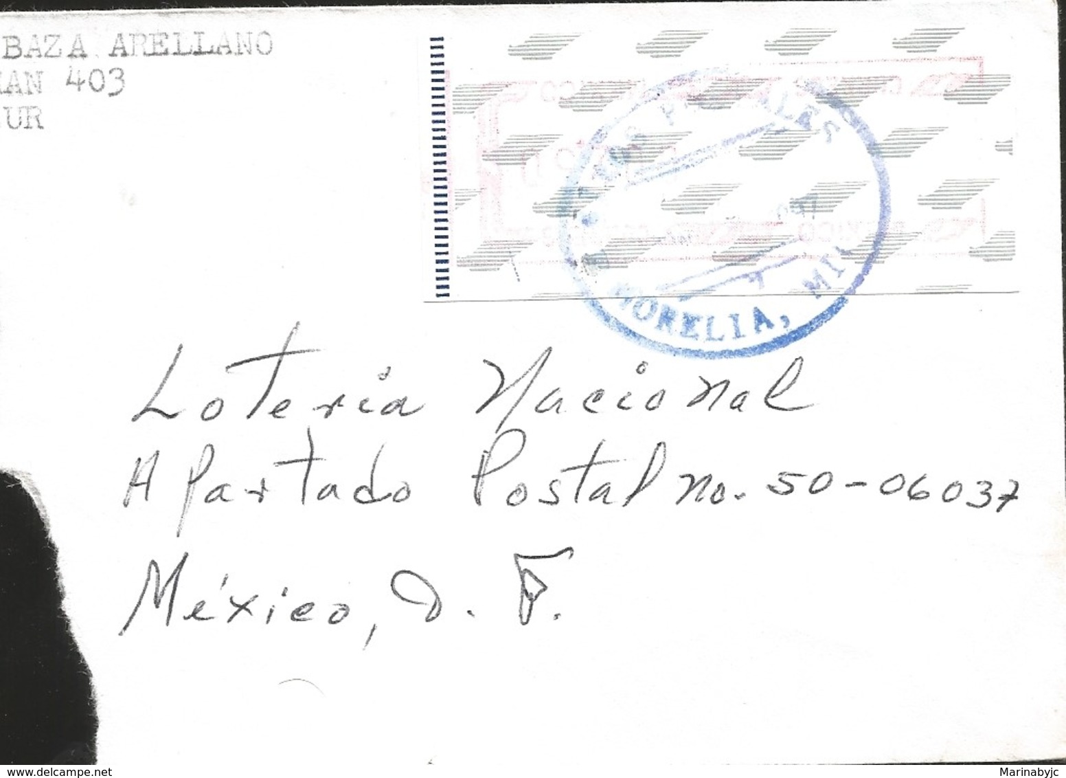 J) 1997 MEXICO, METTER STAMPS, ADHESIVE STICKER, CIRCULATED COVER, FROM MORELIA TO MEXICO - Mexico