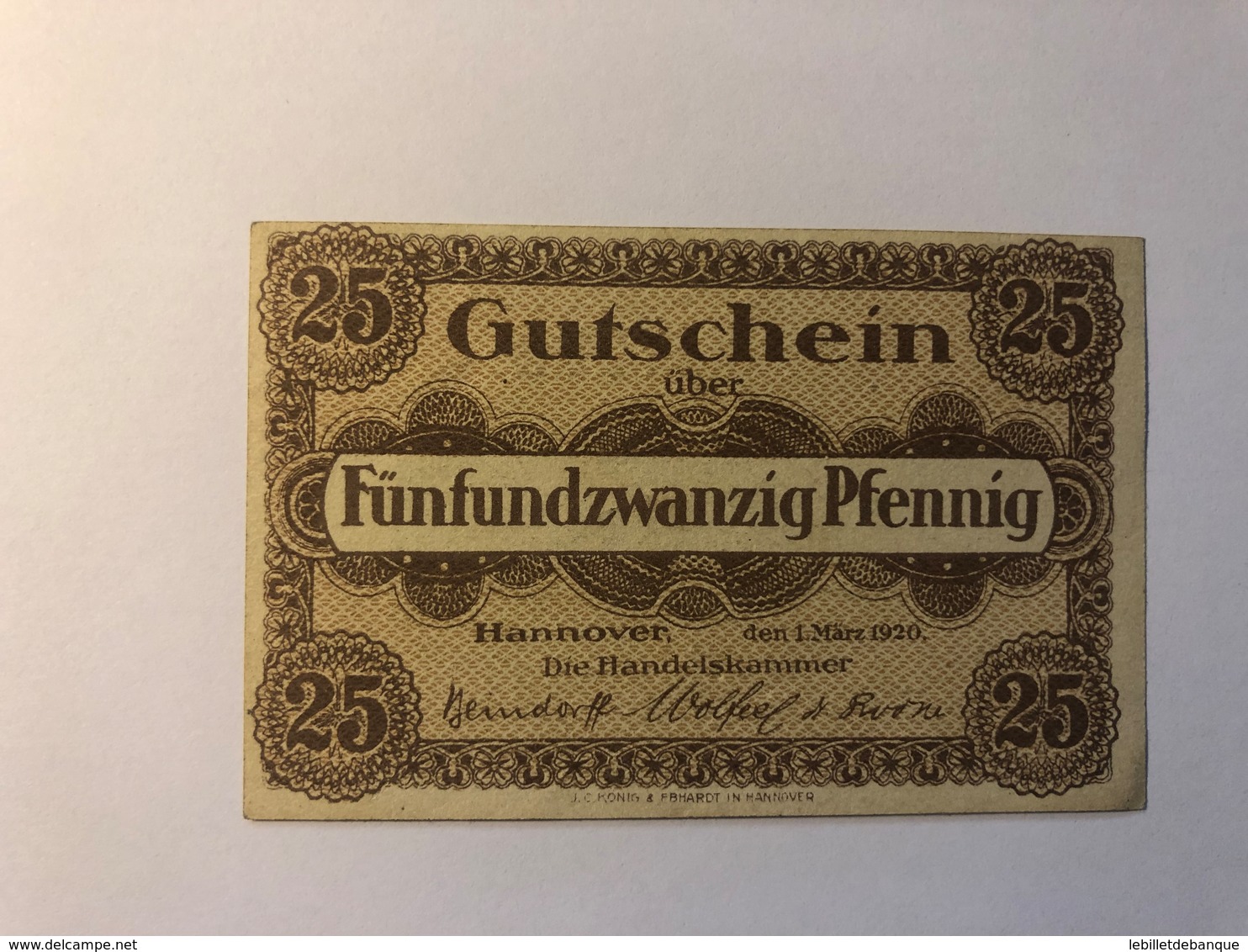 Allemagne Notgeld Hannover 25 Pfennig - Collections