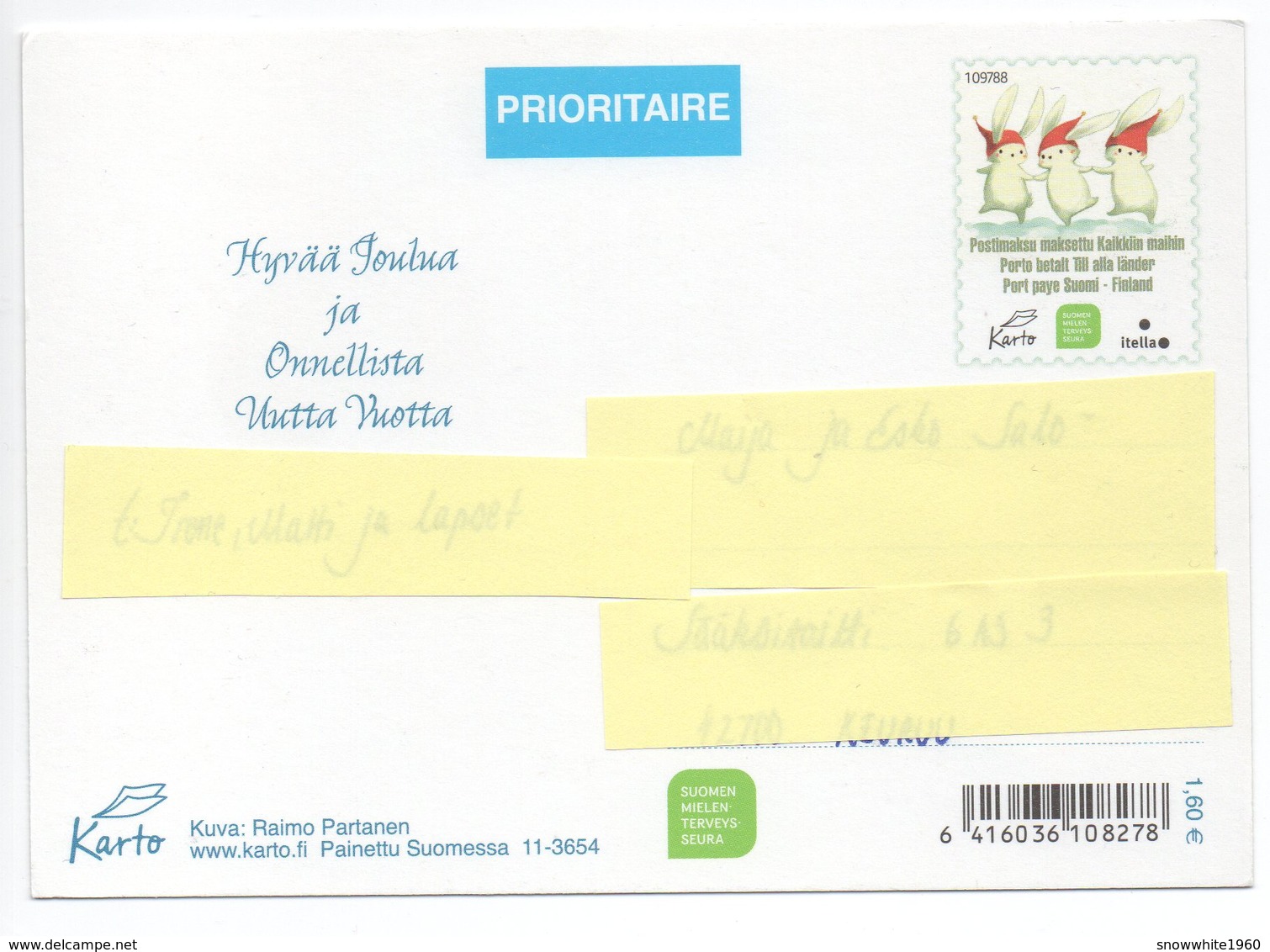 Postal Stationery Finland - CHARITY - MENTAL HEALTH  - GNOME & BIRD - BULLFINCH / GIMPEL  - Postage Paid - Port Payé - Postwaardestukken