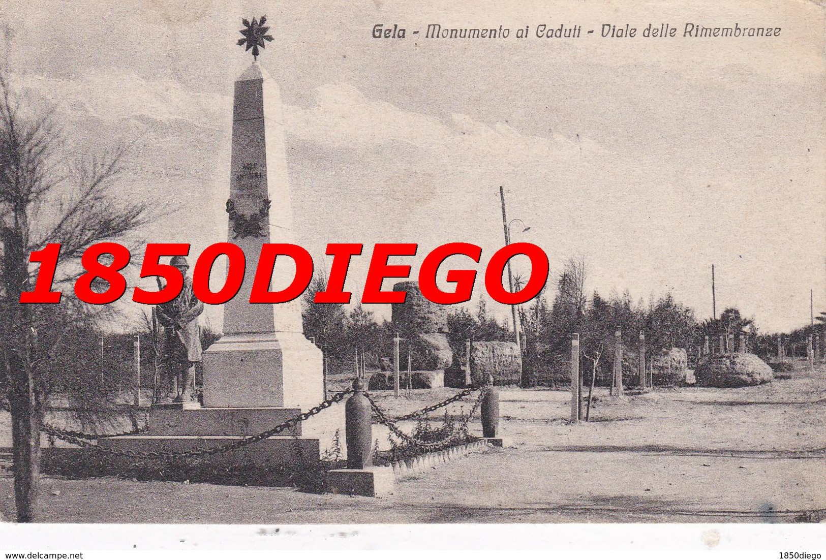 GELA - MONUMENTO AI CADUTI E VIALE DELLA RIMEMBRANZA F/PICCOLO VIAGGIATA  ANIMAZIONE - Gela