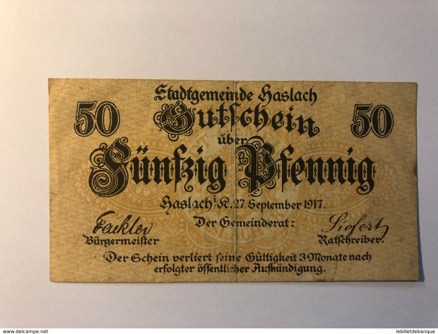 Allemagne Notgeld Haslar 50 Pfennig - Collections