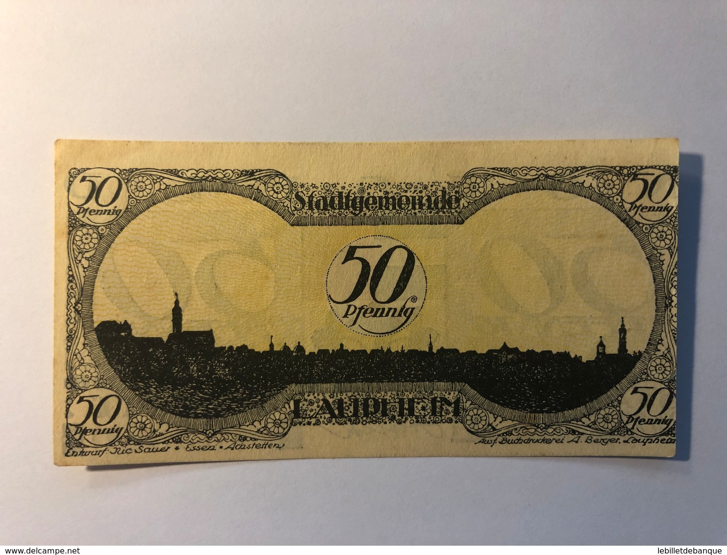 Allemagne Notgeld Laupheim 50 Pfennig - Collections