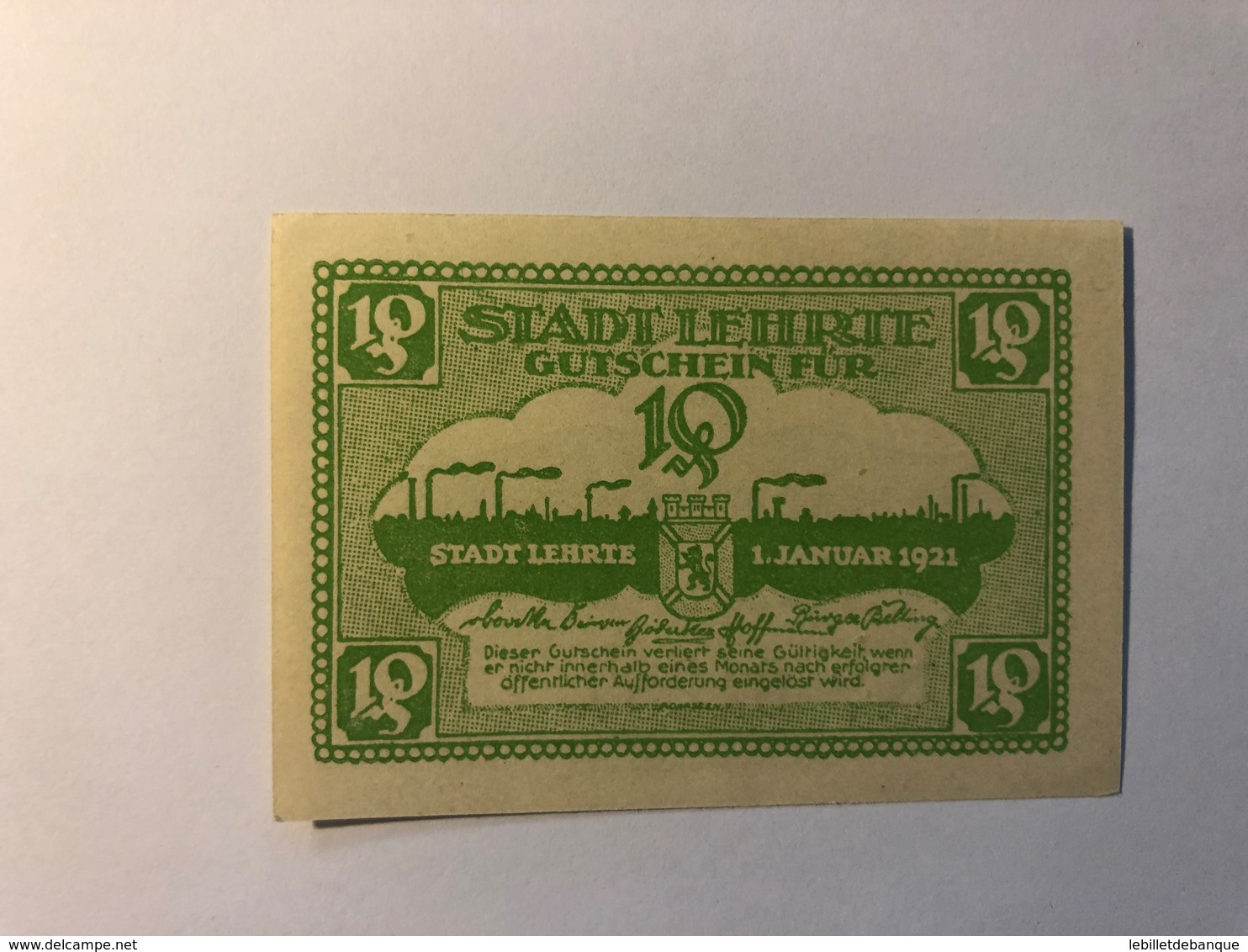 Allemagne Notgeld Lehrte 10 Pfennig - Collections