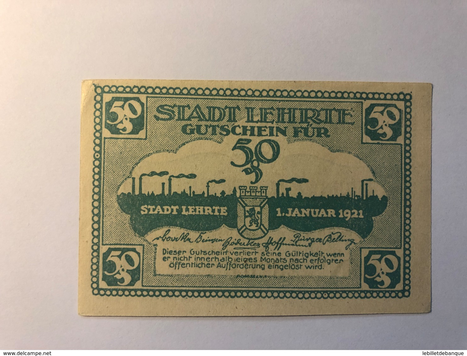 Allemagne Notgeld Lehrte 50 Pfennig - Collections