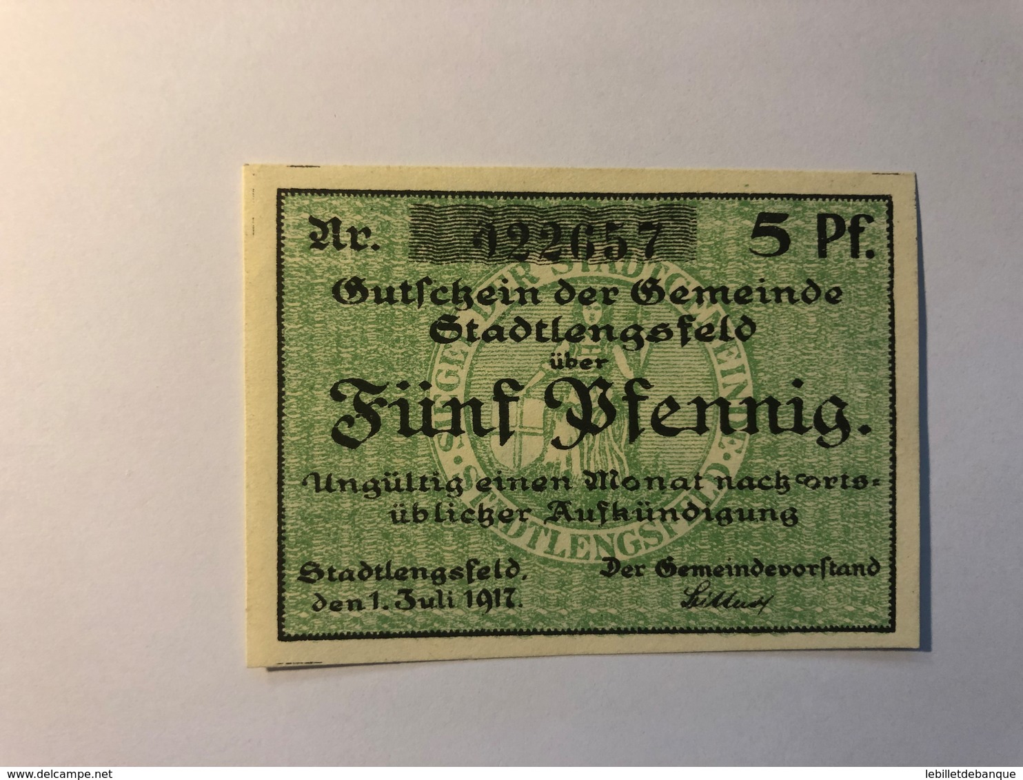 Allemagne Notgeld Lengsfeld 5 Pfennig - Collezioni