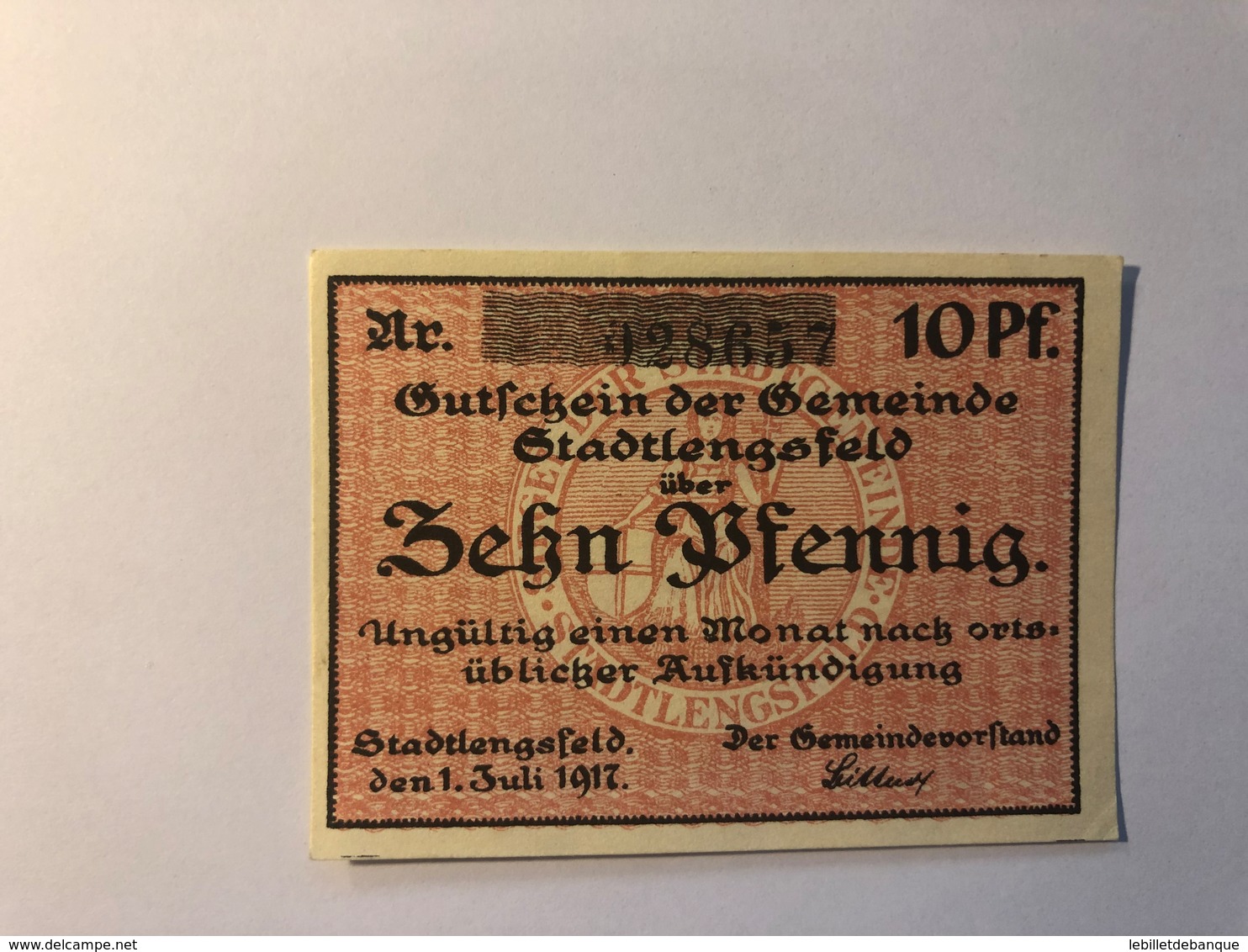 Allemagne Notgeld Lengsfeld 10 Pfennig - Collezioni