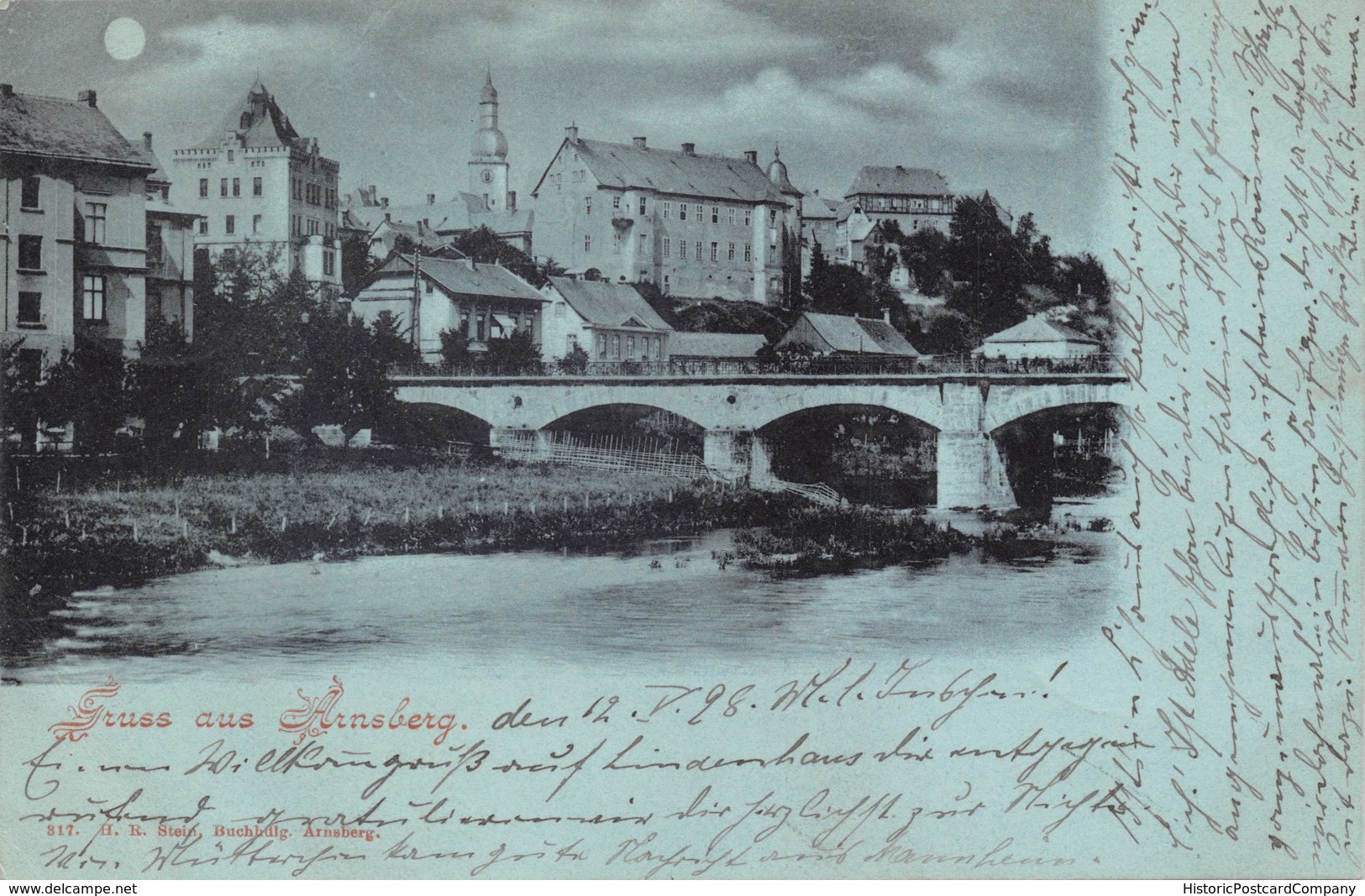 ARNSBERG~ GRUSS Aus MOONLIGHT PANORAMA VIEW-1898 POSTMARK POSTCARD 39694 - Arnsberg