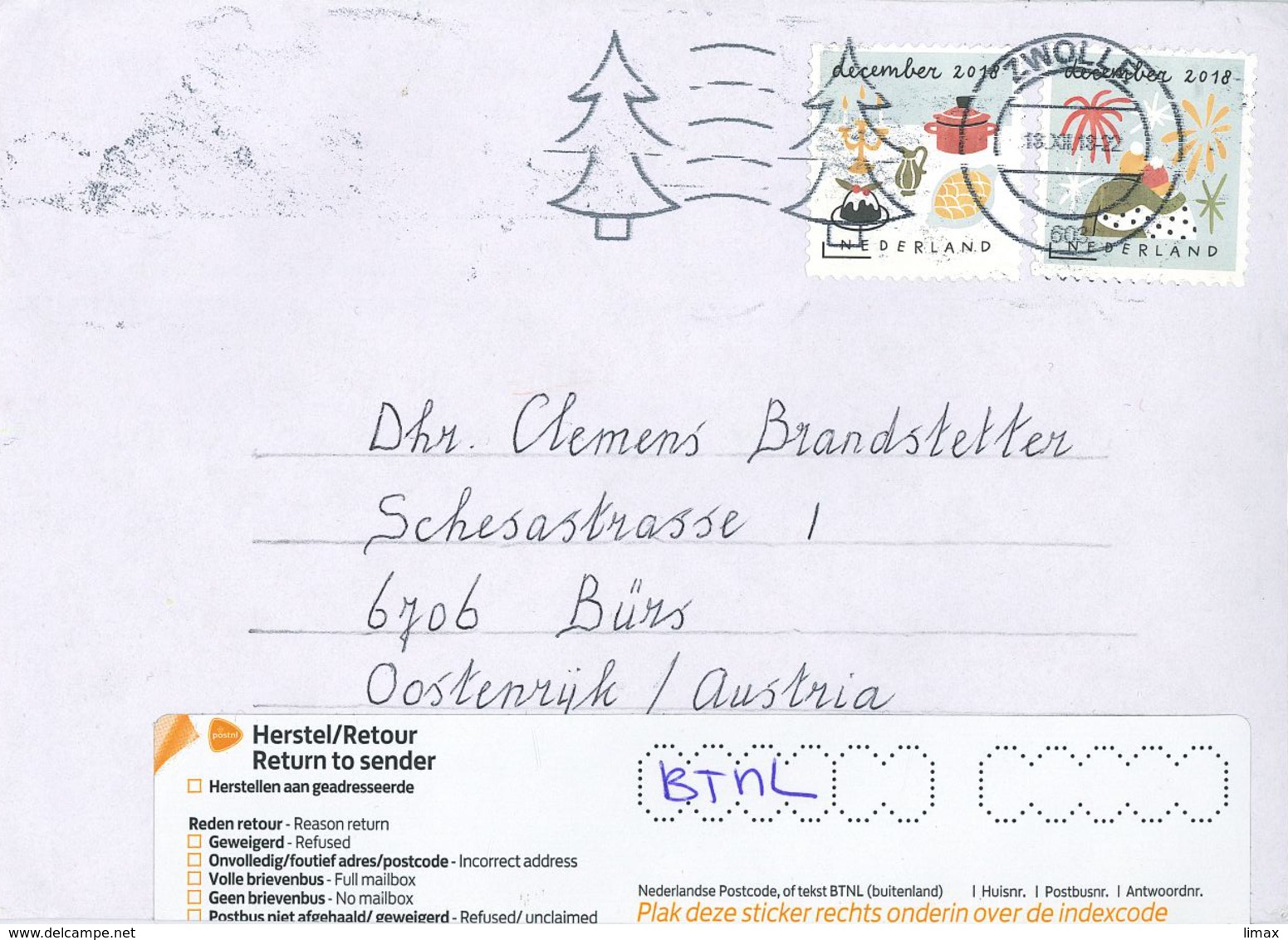 Zwolle Dezember 2018 December Christbaum Fichte - Briefe U. Dokumente