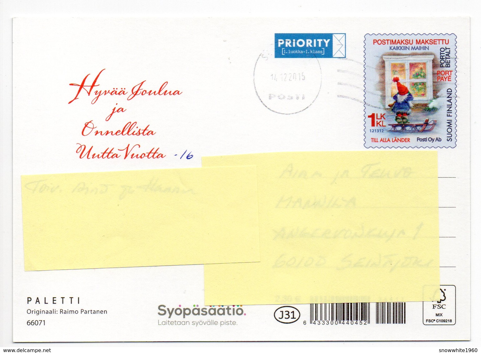 Postal Stationery Finland - CHARITY - CANCER FOUNDATION - GNOME - DEER - SQUIRREL - Postage Paid - Port Payé - Postwaardestukken