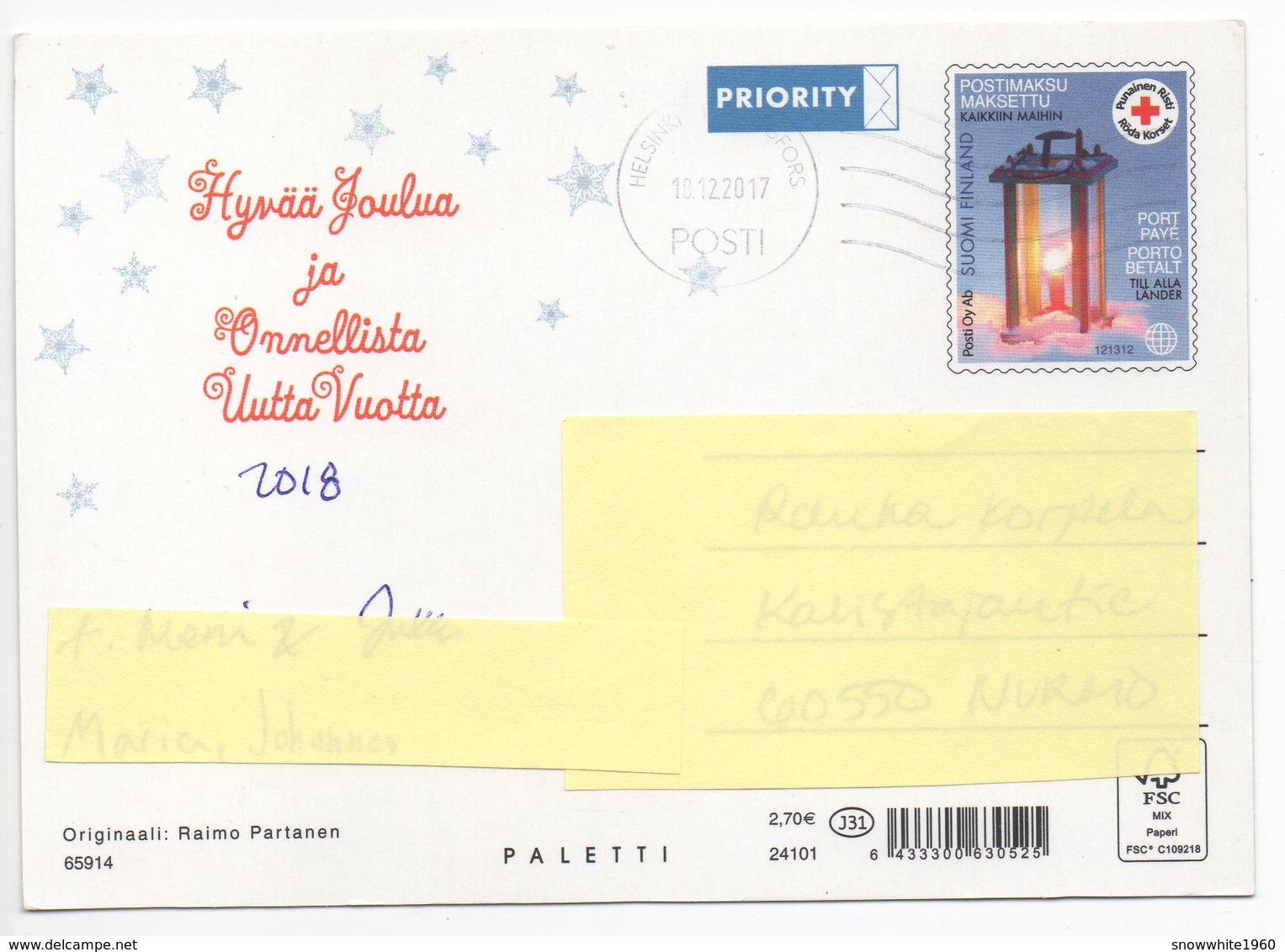 Postal Stationery Finland - RED CROSS - KAT - PAARDENSLEE - CAT - HORSE SLEIGH  - Postage Paid - Port Payé - Postwaardestukken