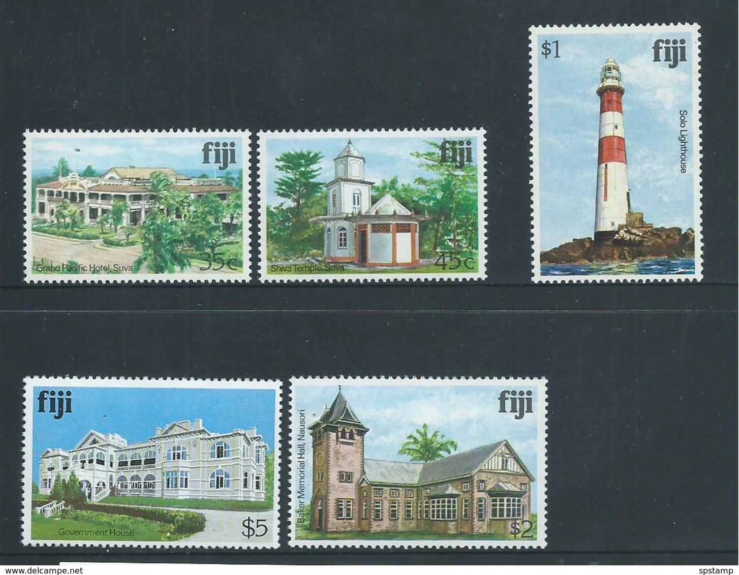 Fiji 1979 Buildings & Landmark Definitives 5 Higher Values 35c -> $5 MNH - Fiji (1970-...)