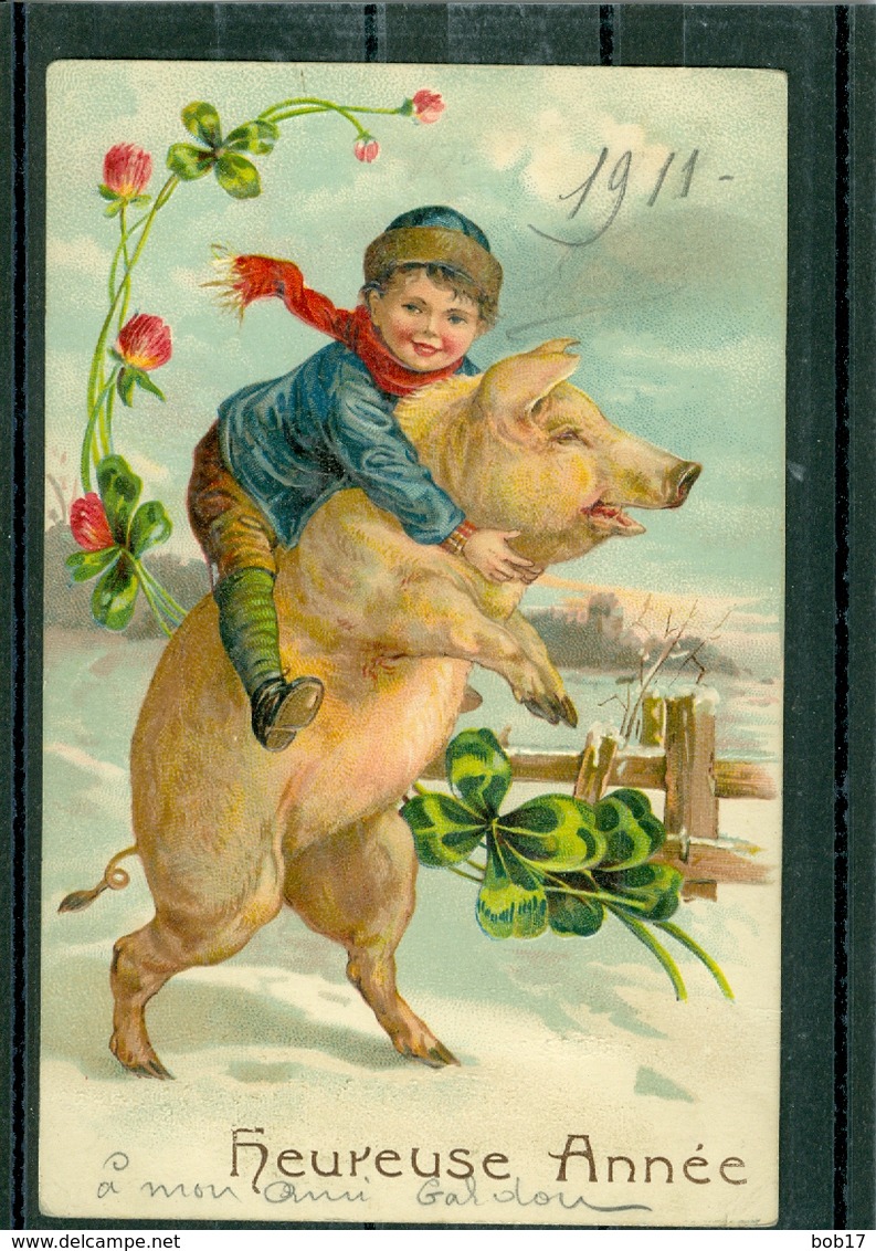 Relief - Gaufrée - Embossed - Prage - Cochon - TBE - Schweine