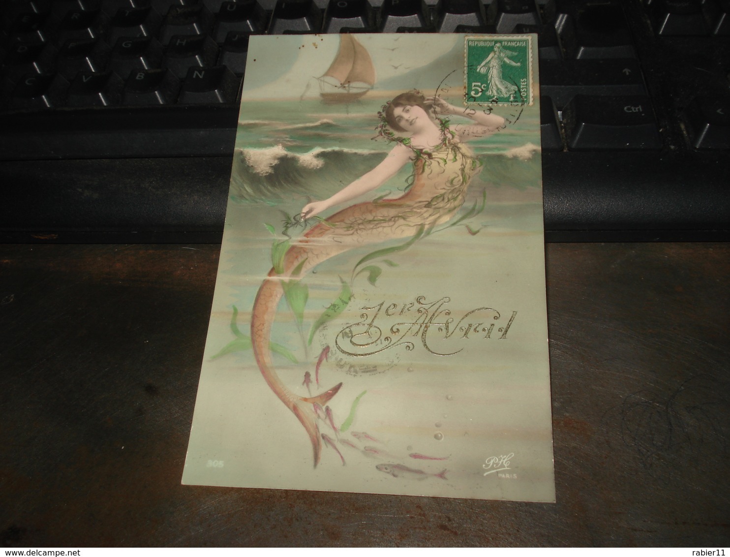 CARTE  FEMME    SIRENE 1ER AVRIL POISSON PH COLORISE - 1er Avril - Poisson D'avril