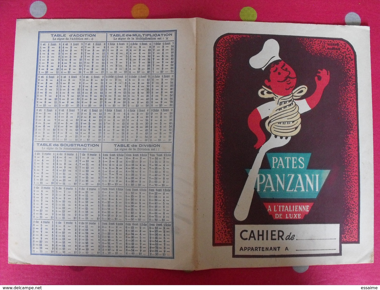 Protège-cahier Pates Panzani, à L'italienne, De Luxe. Hervé Morvan - Copertine Di Libri