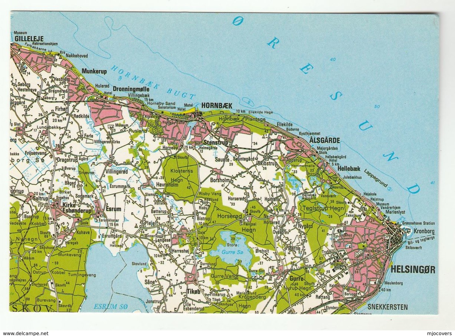 Postcard  MAP DENMARK Geodesic Institute 1 Cm  1514  HELSINGOR , HORNBAECK - Denemarken