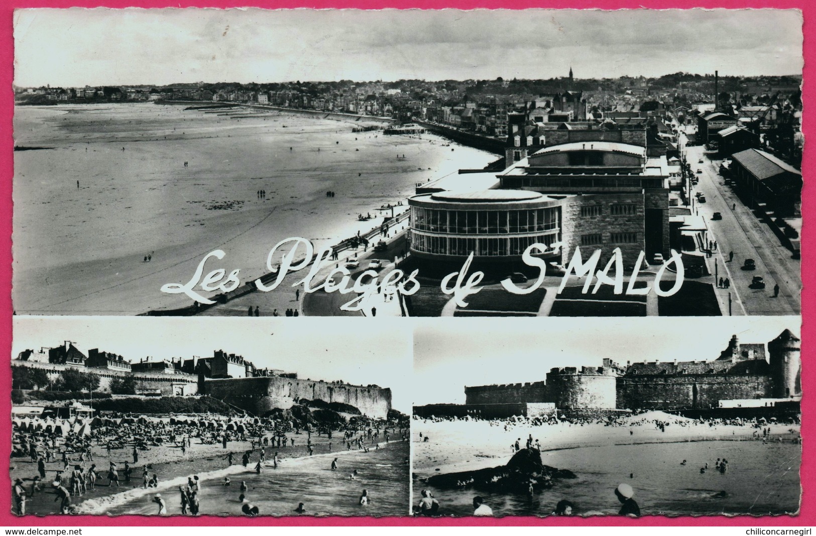 Cp Dentelée - Saint Malo - Multivues - Cité Corsaire - Vue Générale - Plage De Bonsecours - Plage De L'Eventail - CAP - Saint Malo