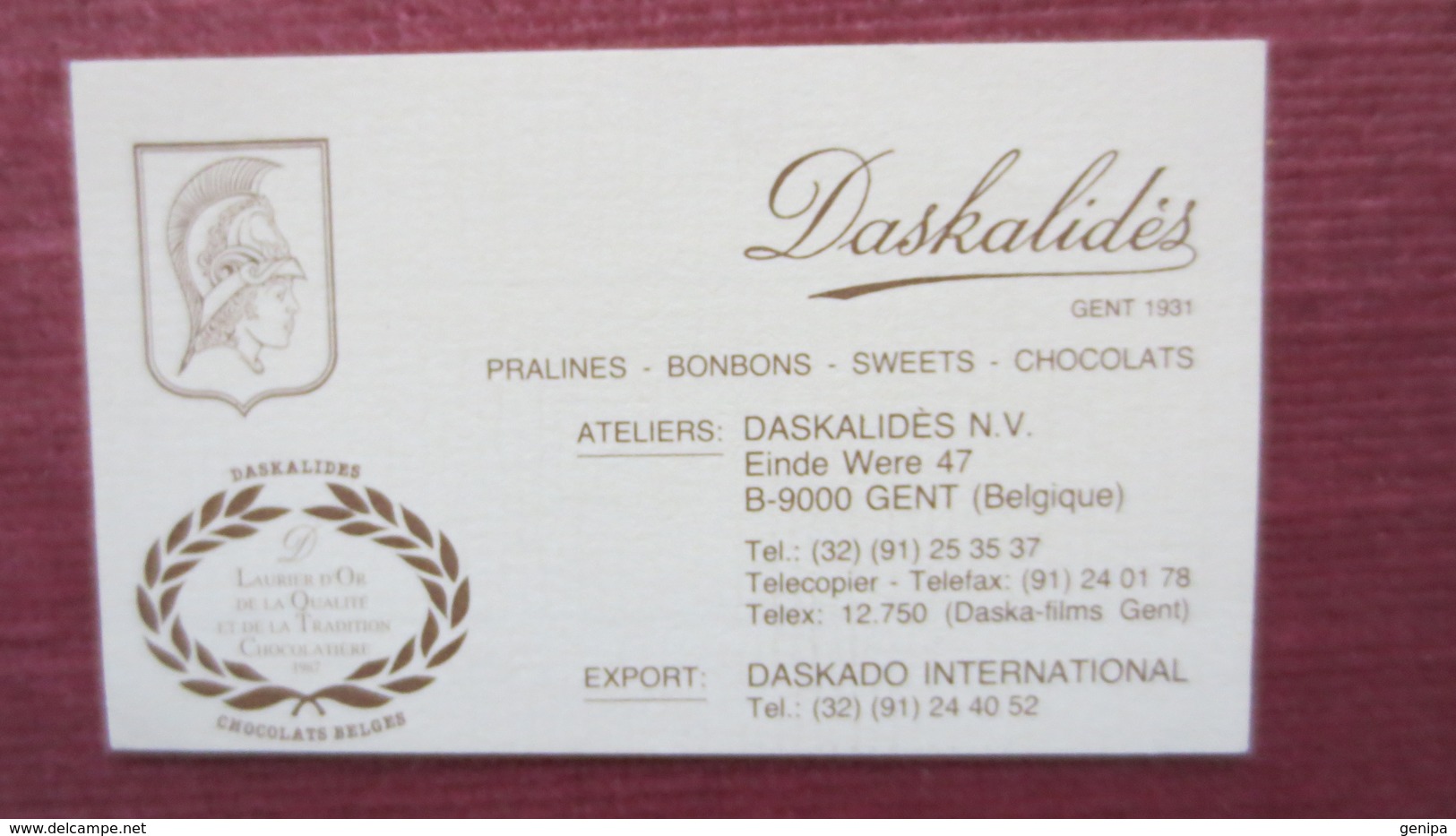 CARTE DE VISITE DASKALIDES GENT BELGIQUE - Visiting Cards