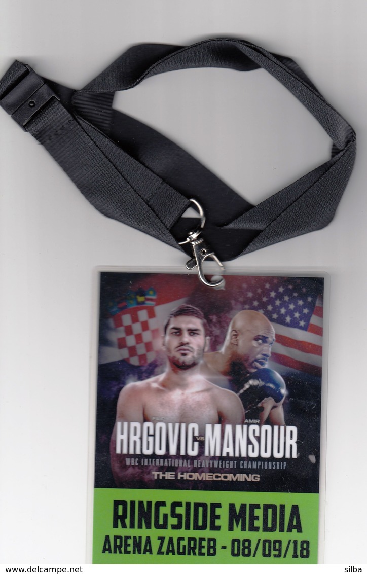 Croatia Zagreb 2018 / Boxing / Hrgovic - Mansour / WBC Int. Heavyweight Championship / Ringside Media / Accreditation - Bekleidung, Souvenirs Und Sonstige