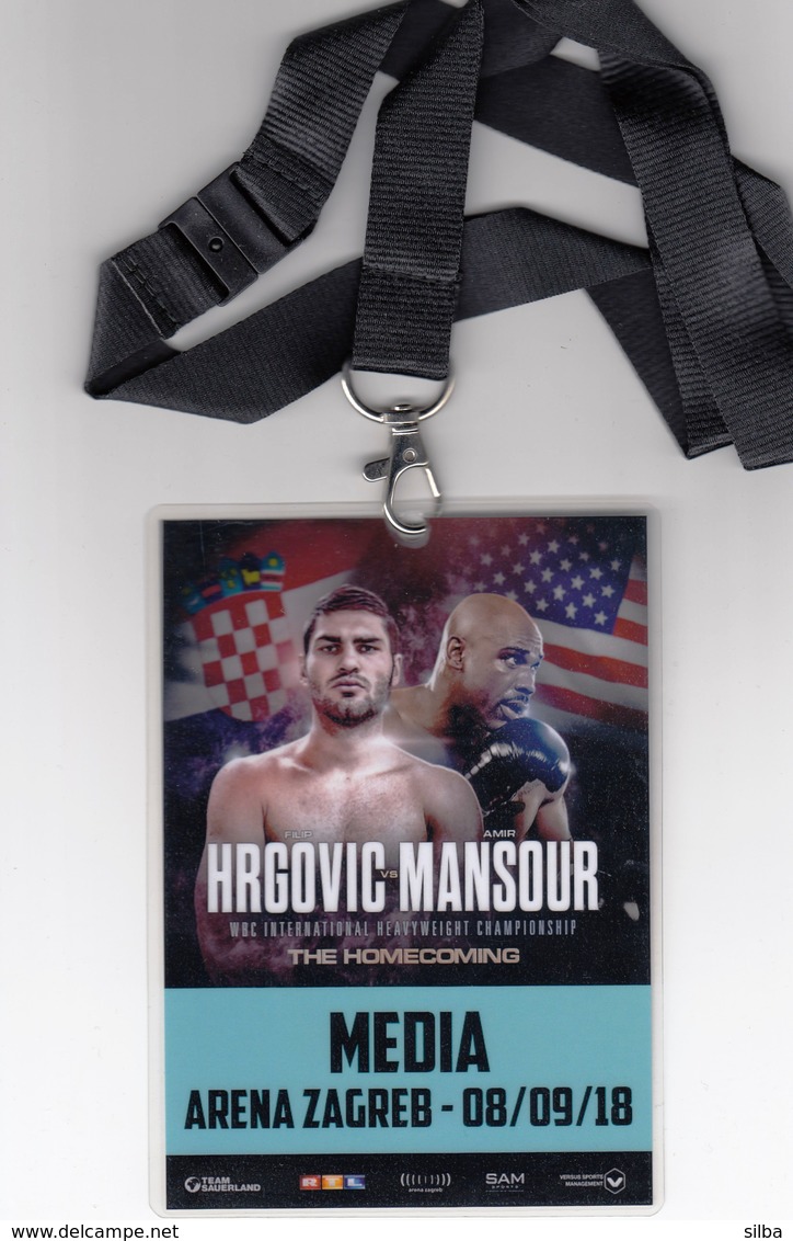 Croatia Zagreb 2018 / Boxing / Hrgovic - Mansour / WBC Int. Heavyweight Championship / Media / Accreditation - Uniformes, Recordatorios & Misc