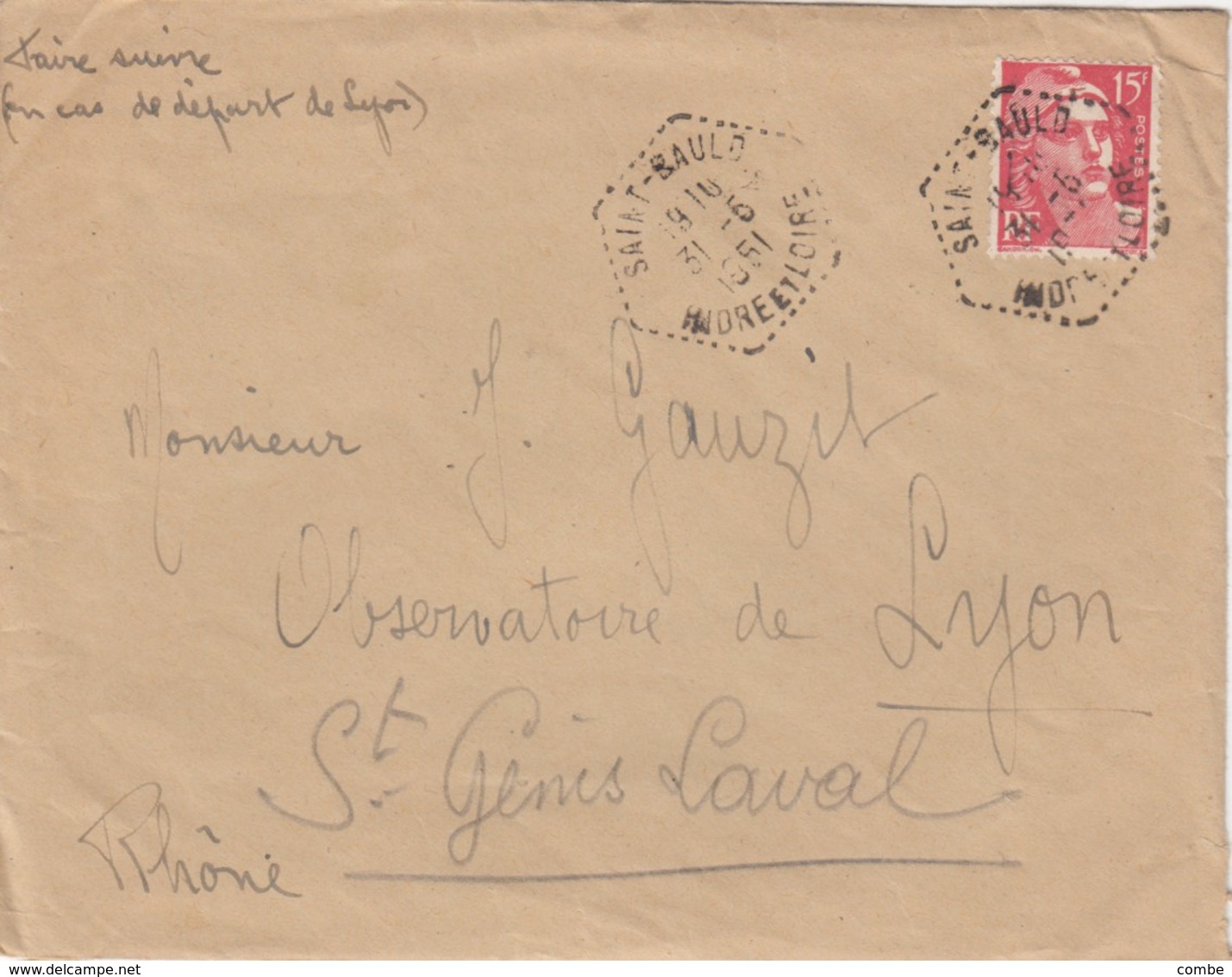 LETTRE. CACHET AGENCE POSTALE.  INDRE ET LOIRE ST BAULD - 1877-1920: Periodo Semi Moderno