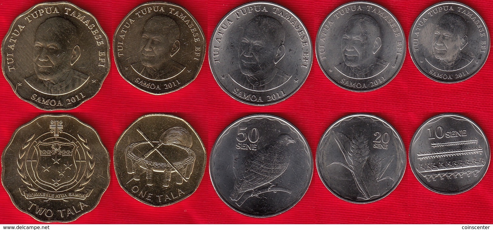 Samoa Set Of 5 Coins: 10 Sene - 2 Tala 2011 UNC - Samoa