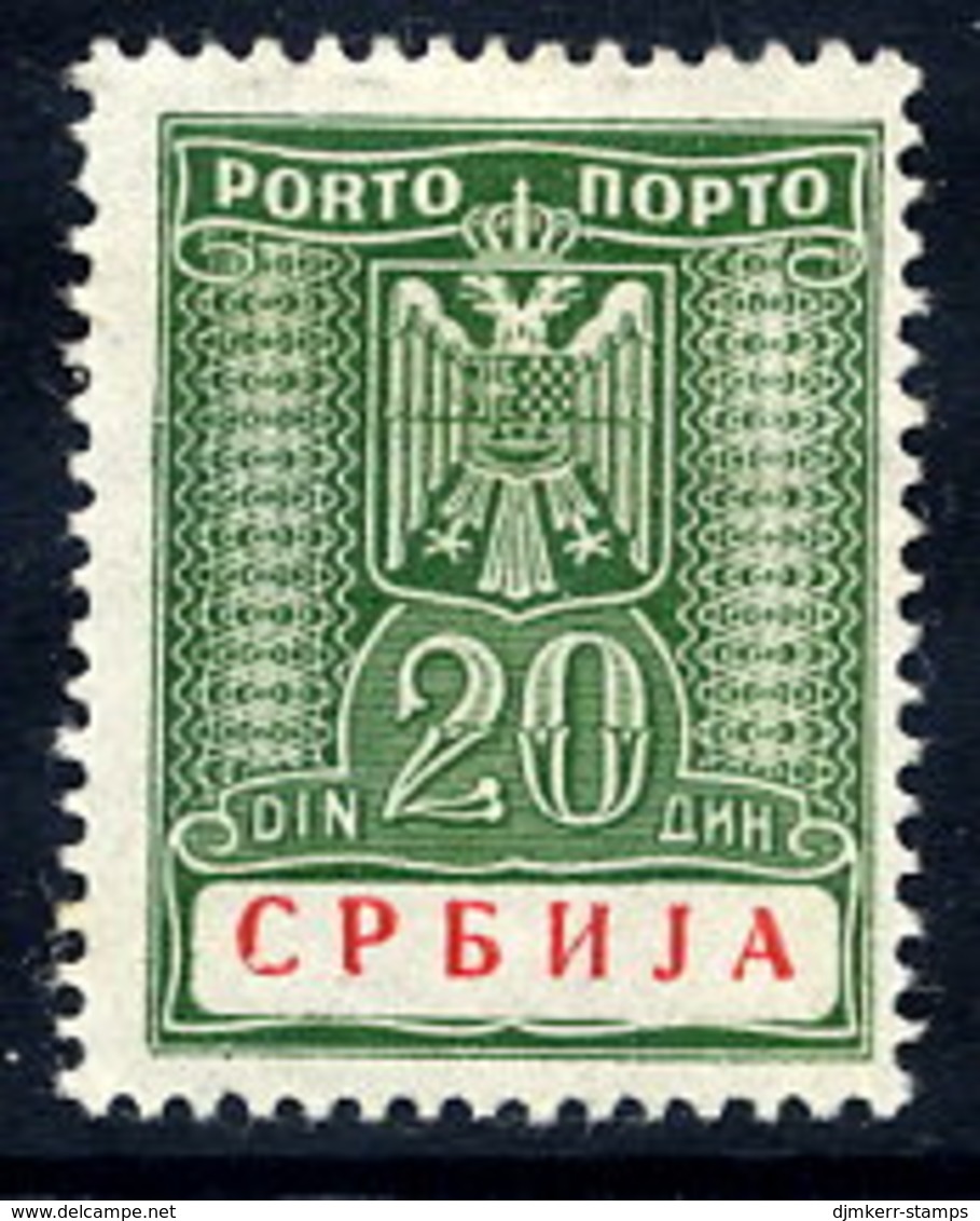 SERBIA (German Occ.) 1942 Postage Due 20 D.LHM / *.  Michel Porto 15 - Ocupación 1938 – 45