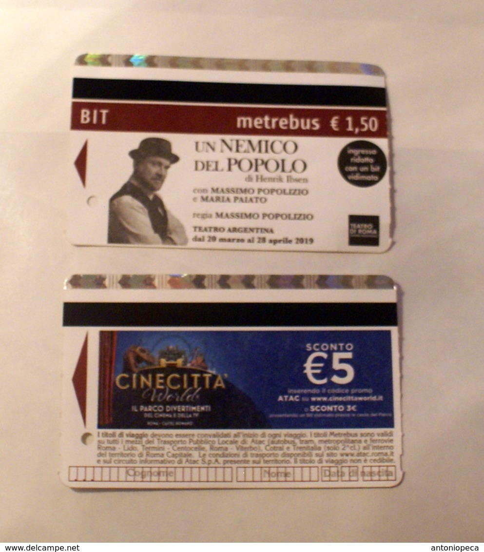 ITALY 2019, 2 ROME METRO TICKETS USED - Europa