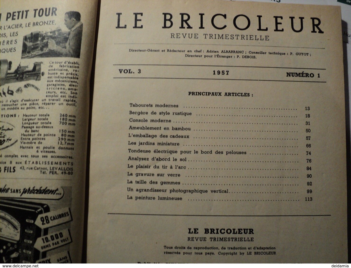 LE BRICOLEUR N° 13 DE 1957 TABOURETS MODERNES / BERGERE DE STYLE RUSTIQUE / CONSOLE MODERNE / AMEUBLEMENT EN BAMBOU / L - Other & Unclassified