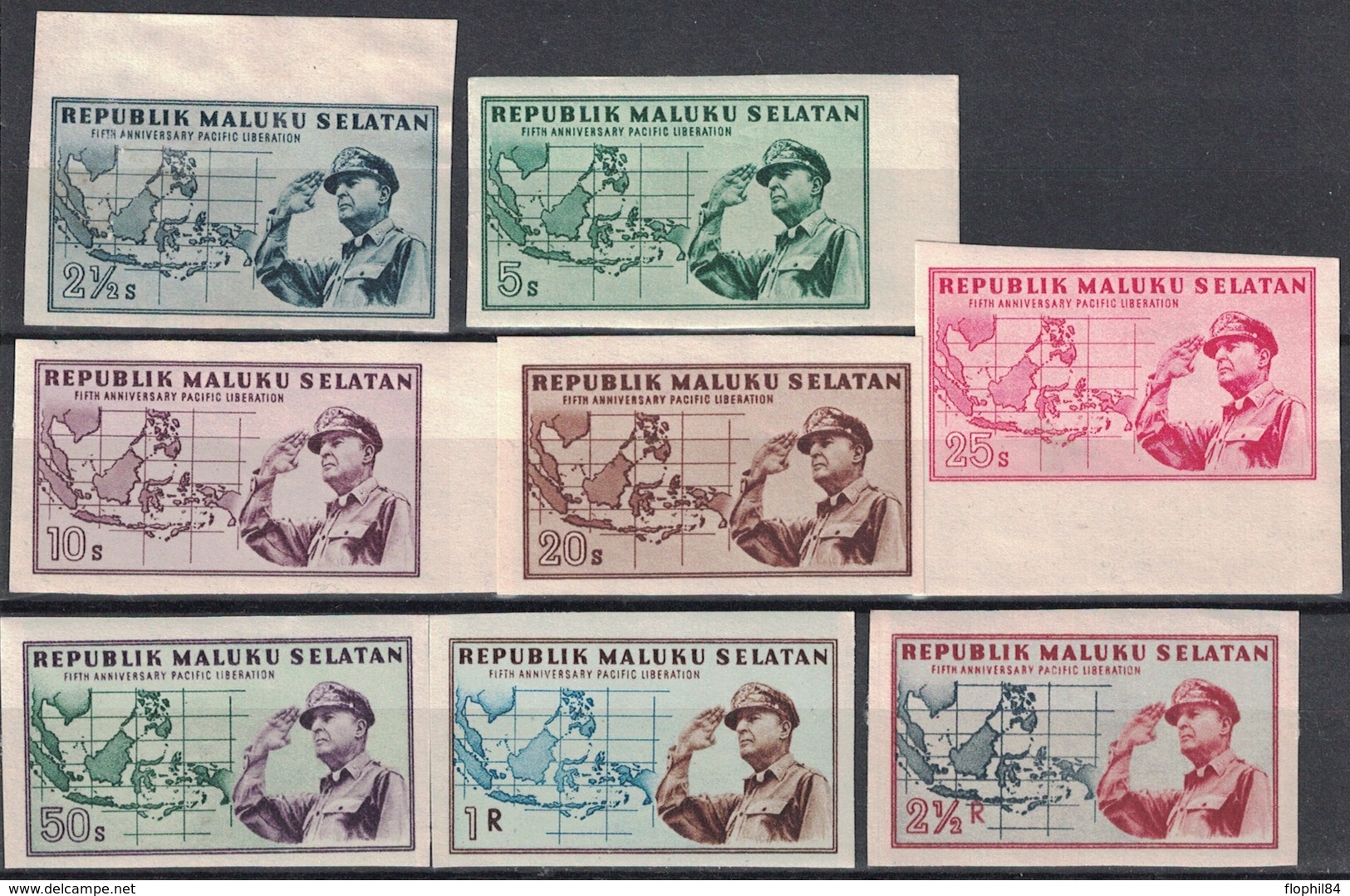 INDONESIE - REPUBLIK MALUKU SELATAN - 8 TIMBRES NON DENTELES - CERTAINS BORD DE FEUILLE. - Indonesia