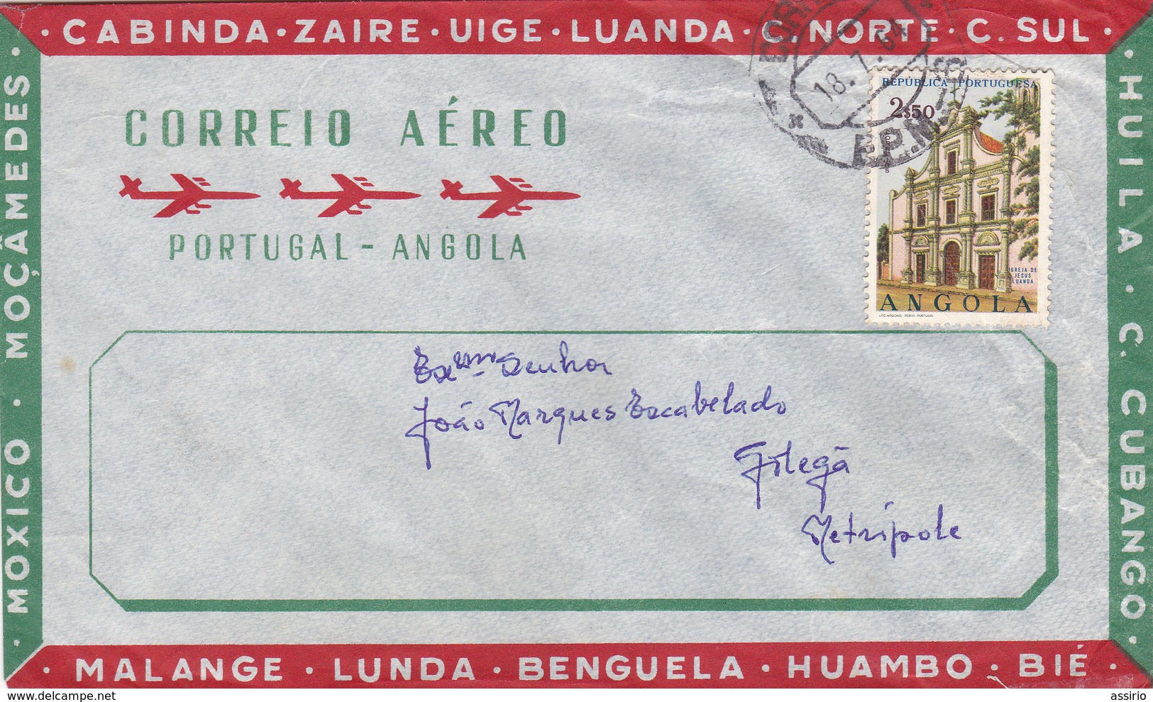 Portugal - Colónias-  3 Envelopes De Angola -   +     -  ( Lourenço Marques  Só A Frente Do Envelope) - Santarem