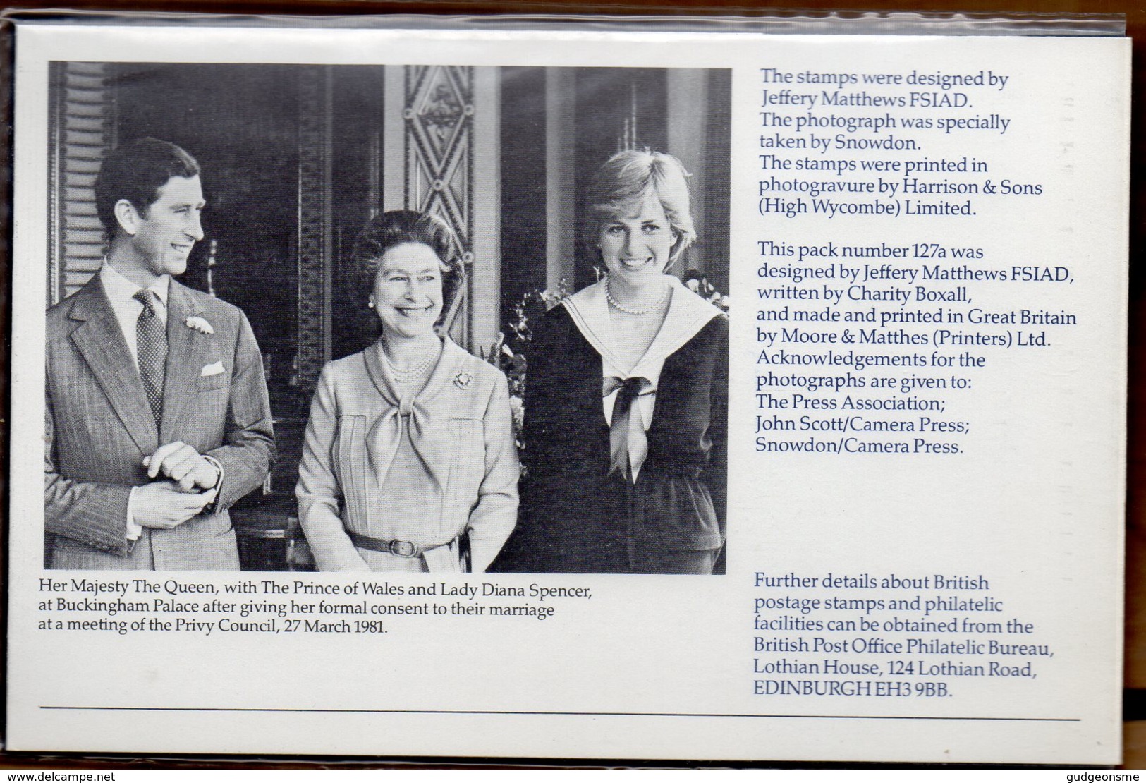 1981 Royal Wedding Pack No. 127a - Presentation Packs
